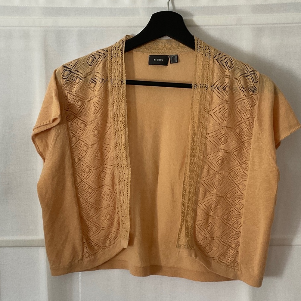 MEXX Open-Front Crochet Trim Cardigan - Mustard Yellow